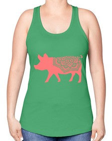 PigMandala 985# - mandala -Racerback Tank