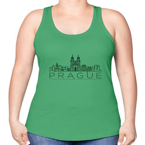 Prague Minimal Skyline 1685# - cities -Racerback Tank