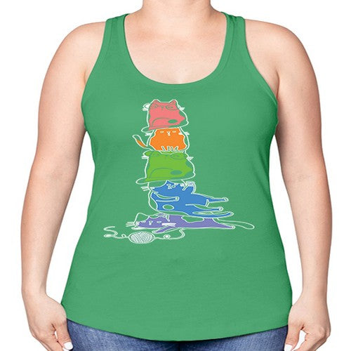 Pride Kawaii Cats Pile Cute Anime 277# - anime -Racerback Tank