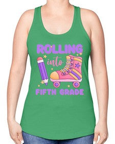 Rolling into fifth Grade 784# - fifth grade -Racerback Tank