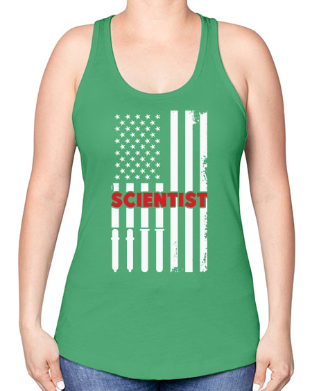 ScientistUSAFlagScientistSkinite Scientist Skinite 38# - general science -Racerback Tank