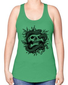 Snake Skull 1095# - skull and bones -Racerback Tank