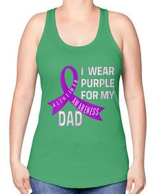 Womens I Wear Purple for My Dad Alzheimers Disease Awareness VNeck 221# - alzheimers -Racerback Tank