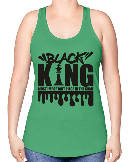 black king 214# - black words and phrases -Racerback Tank
