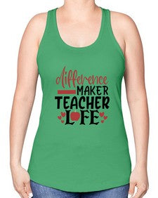 difference maker teacher life Style 120# - teacher -Racerback Tank
