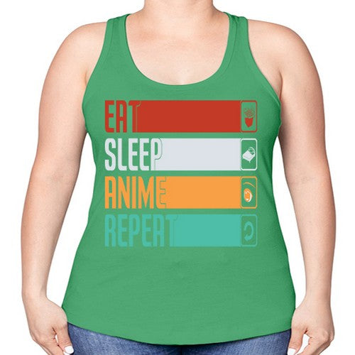 eat sleep anime repeat225# - anime -Racerback Tank