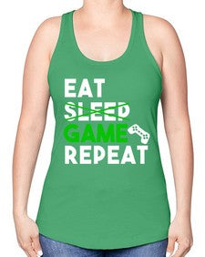 eat sleep game repeat 78# - video games -Racerback Tank
