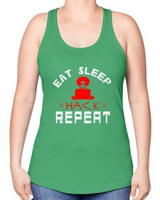 eat sleep hack repeat 48# - computer -Racerback Tank