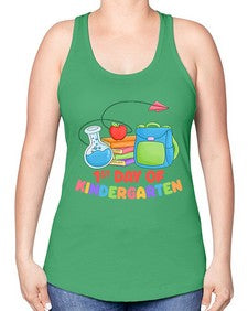 first day of Kindergarten 103# - kindergarten -Racerback Tank