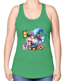 gnome with butterfly 03# - gnome -Racerback Tank