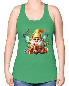 gnome with butterfly 07# - gnome -Racerback Tank