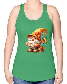 gnome with butterfly 09# - gnome -Racerback Tank
