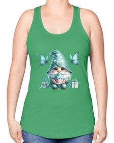 gnome with butterfly 10# - gnome -Racerback Tank