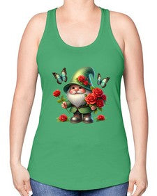 gnome with butterfly 11# - gnome -Racerback Tank