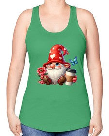 gnome with butterfly 12# - gnome -Racerback Tank