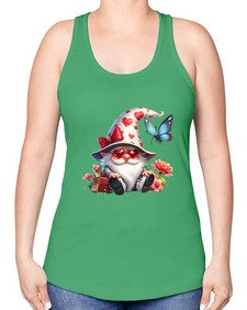 gnome with butterfly 13# - gnome -Racerback Tank