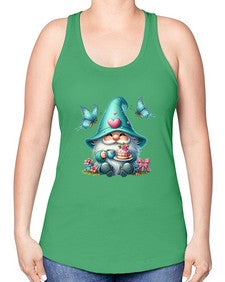 gnome with butterfly 14# - gnome -Racerback Tank