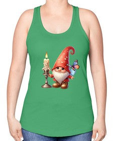 gnome with butterfly 16# - gnome -Racerback Tank