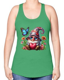 gnome with butterfly 17# - gnome -Racerback Tank