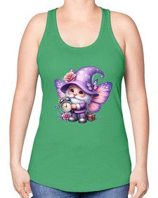gnome with butterfly 18# - gnome -Racerback Tank