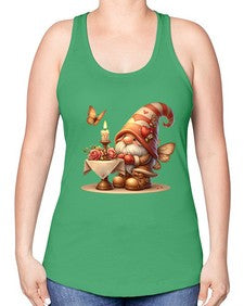 gnome with butterfly 21# - gnome -Racerback Tank
