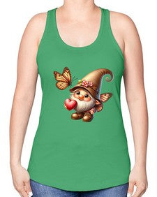 gnome with butterfly 22# - gnome -Racerback Tank