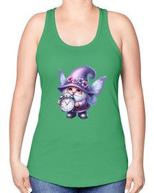 gnome with butterfly 23# - gnome -Racerback Tank