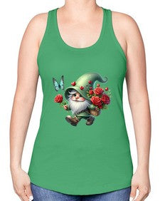 gnome with butterfly 24# - gnome -Racerback Tank
