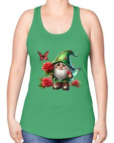 gnome with butterfly 26# - gnome -Racerback Tank