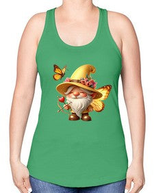 gnome with butterfly 27# - gnome -Racerback Tank