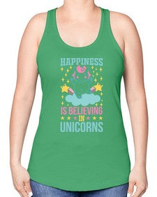 happiness is believing in unicorns 163# - unicorn -Racerback Tank