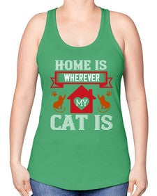 home is wherwever my cat is Style 51# - cats -Racerback Tank