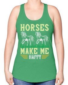horses make me happy Style 40# - horse -Racerback Tank