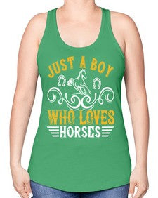 just a boy who loves horses Style 32# - horse -Racerback Tank