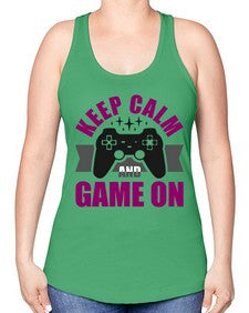 keep calm and game on 132# - video games -Racerback Tank