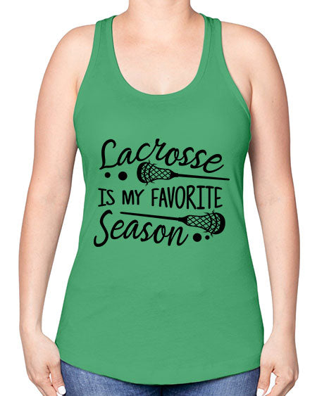lacrosse is my favorite season 14# - lacrosse -Racerback Tank