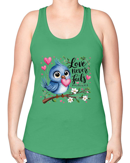 love never fails 63# - birds -Racerback Tank