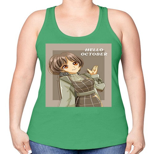 of beautiful girl in hello october 133# - anime -Racerback Tank