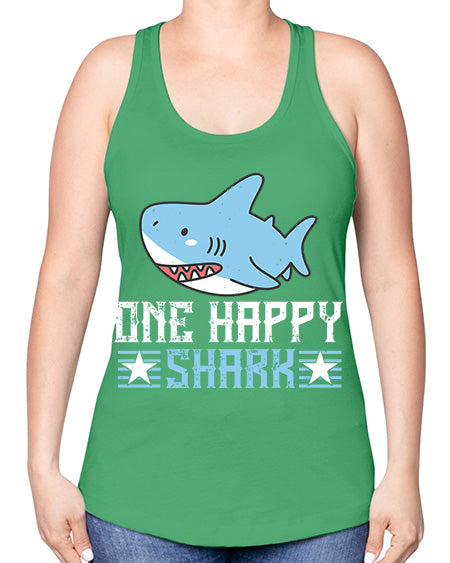 one happy shark Style 50# - shark-fish -Racerback Tank