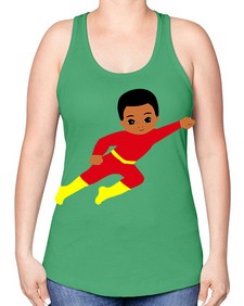 super kid 4# - black boys or men -Racerback Tank