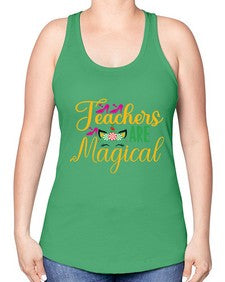 teachers are magical 430# - unicorn -Racerback Tank