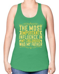 the most important influence in my childhood was my father 594# - parents day -Racerback Tank