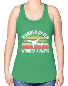 wander often wonder always  47# - airplane -Racerback Tank