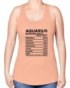 Aquarius Nutrition Facts 67# - aquarius -Racerback Tank