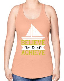 Believe  Achieve 23# - boats -Racerback Tank