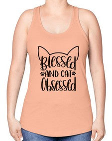 Blessed And Cat Obsessed Style 79# - cats -Racerback Tank