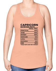 Capricorn Nutrition Facts 185# - capricorn -Racerback Tank