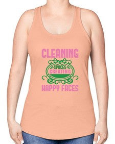 Cleaning spaces creating happy faces Style 93# - cleaner -Racerback Tank
