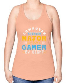 Computer science major by day gamer by night 6# - computer -Racerback Tank