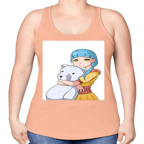 Cute girl with bear doll 26# - anime -Racerback Tank